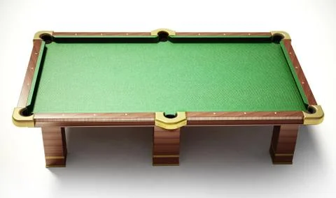 Pool table with green cloth on white background. 3D illustration Stock Illustration