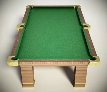 Pool table with green cloth on white background. 3D illustration イラスト素材