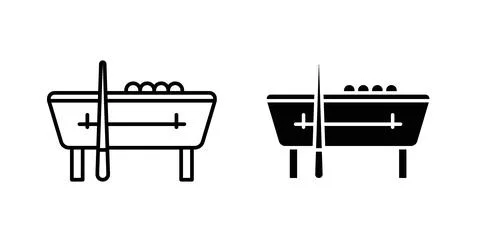 Pool table icon collection in black, Line icons, flat symbols Illustrazione stock