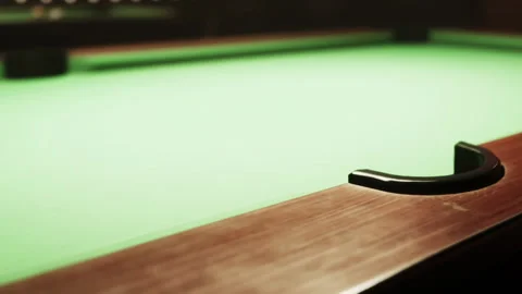 Pool Table Ready for a Game on a Vibrant Green Felt Surface Stock Footage 344909979