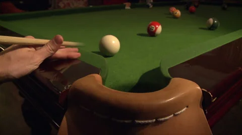 Pool table shot in a fancy saloon Stock Footage 1859283