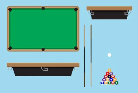 Pool table top side Stock Illustration