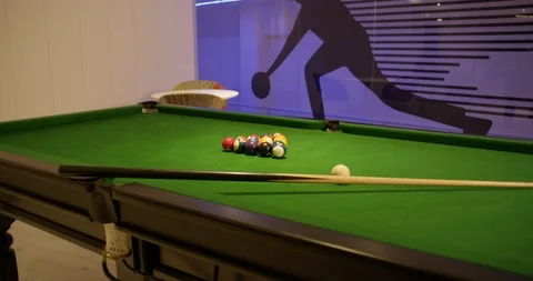 Pool table- Tracking Shot on RED 5K 動画素材 90777814