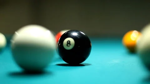 Pool Table White Billards Ball Prevent Number 8 Stock Footage 154907940