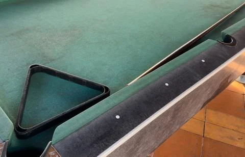 Pool table without balls in the hotel in the open air under a canopy. 写真素材