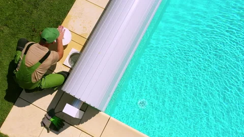 Pool Technician Cleaning Filter Basket. Stock Footage 138965394