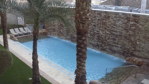 Pool Terrace and palms Видео 73975943