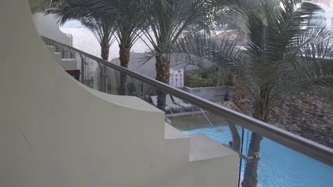 Pool Terrace and palms Stock Footage 73976638