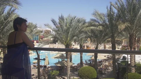 Pool Terrace and palms Stock Footage 74002271