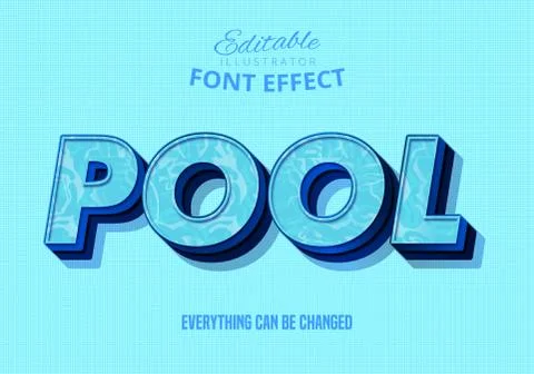 Pool text, editable text effect Stock Illustration