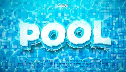 Pool Text Effect Design Editable Vector Graphic Style Effect with Wave Wate.. Stockillustratie