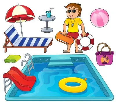 Pool thematic set - eps10 vector illustration. Stock Illustration