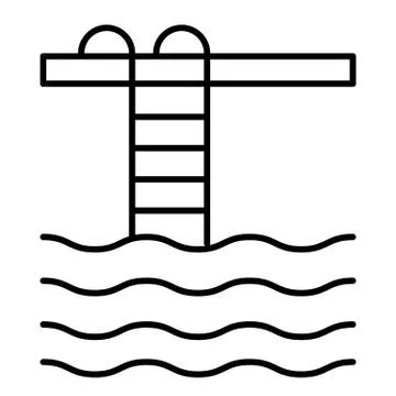 Pool thin line icon. Pool ladder vector illustration isolated on white. Swimming Stock Illustration