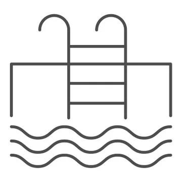 Pool thin line icon. Swimming pool vector illustration isolated on white. Ladder Stock Illustration