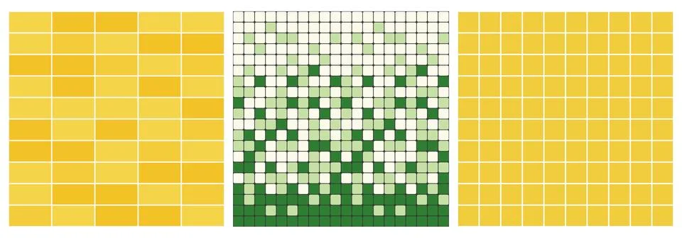 Pool tile background set. Ceramic pattern collection in green and yellow co.. Stock Illustration