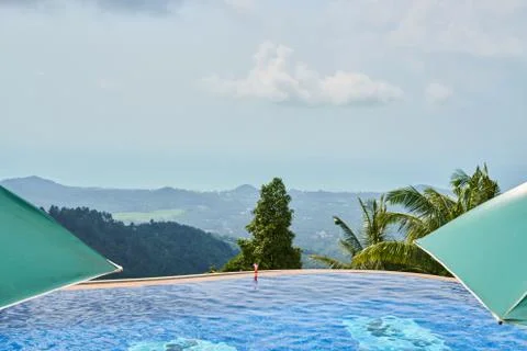 Pool at the top of the mountain Stock Photos