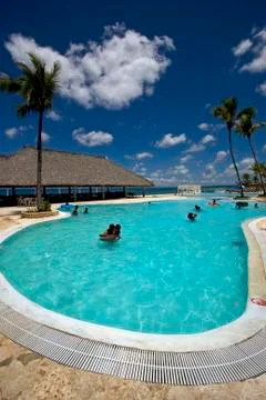 Pool tree palm    marble Stock Photos