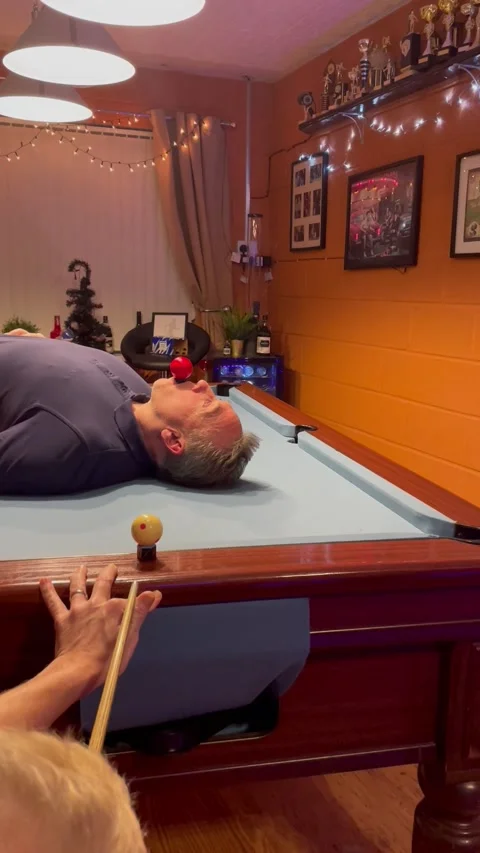 Pool Trick Shot Doesn't go as Planned, uk - 29 Jan 2022 Stock Footage 205414891