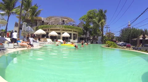 Pool at Tropical Hotel Stock Footage 50383415