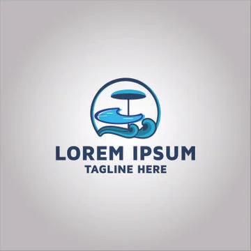 Pool with umbrella logo design idea and inspiration Stock Illustration
