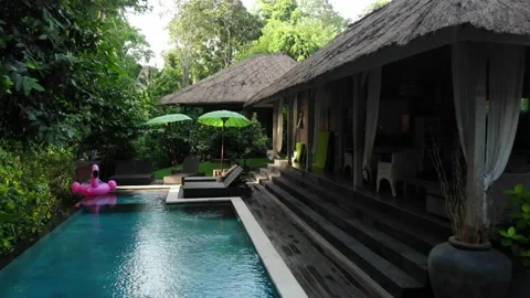 Pool Villa in Canggu, Bali Stock Footage 152867034