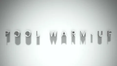 Pool warm up 3D title animation white text on a white background Stock Footage 299419124