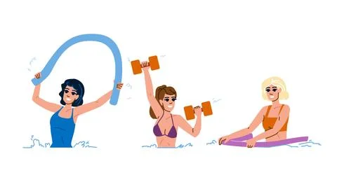Pool water aerobics vector Stock Illustration