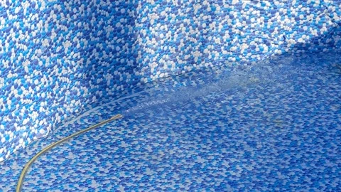 The pool of water is filled up large Video stock 327141952