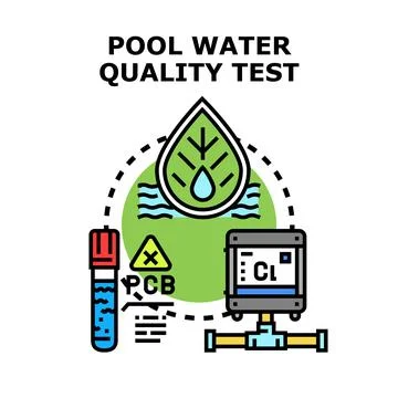Pool water quality testing and purification process Stock Illustration