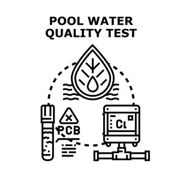 Pool water quality testing and purification process Stock Illustration