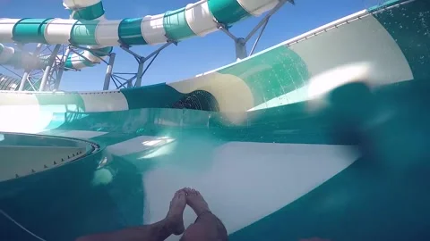 Pool, Water Slides Stock Footage