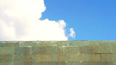 Pool Water stone Overflow and blue sky Stock Footage 52849020