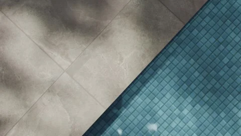 Pool water summer background with palm shadow from above. Tropical poolside gran Stock Footage 333246691