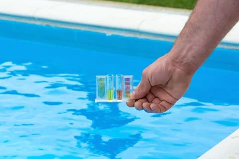 Pool water testing Stock Photos