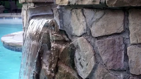 Pool Waterfall Closeup Stock Footage 79606883