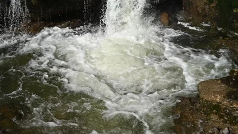 Pool of a waterfall in the mountains (slow motion) Video stock 219352220