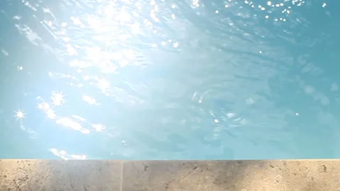 Pool Waves Rippling in Bright Sun, Abstract Stock Footage 185093453