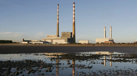 Poolbeg Generating Station, Dublin, Ireland Stock Footage 33579389