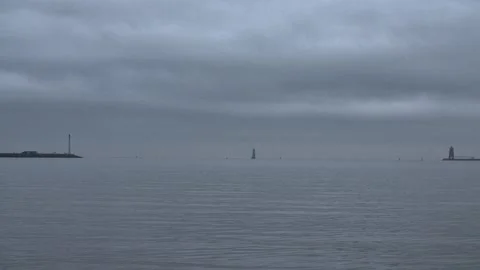 Poolbeg lighthouse, the North Bull lighthouse and the Star of the sea Video stock 170892220