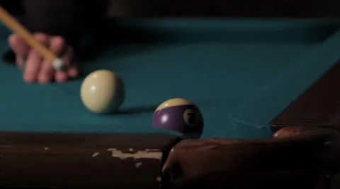 Pool/billiards game - Draw shot of purple ball into corner pocket Stock Footage 34203055