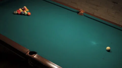 Pool/billiards game - Game start pool table Stock Footage 34202719