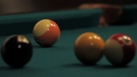 Pool/billiards game - Side pocket orange ball shot Stock Footage 34202757