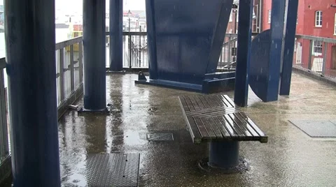Poole Quay in the rain Stock Footage 7138809