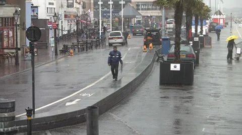 Poole Quay in the rain HD Stock Footage 7139228