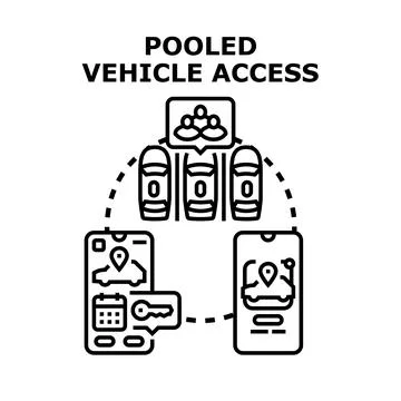 Pooled vehicle access sharing mobility concept Stock Illustration