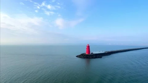 Poolpeg Lighthouse, Dublin, Ireland. Stock Footage 286312403