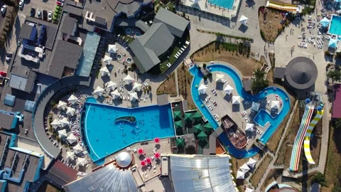 Pools in the aquapark in summer Stock Footage 168574561