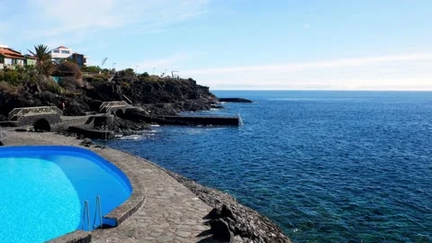 Pools next to the Atlantic ocean, La Caleta, Canary Islands Video stock 137268071