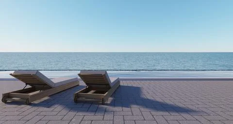 Poolside and chairs 1 Stock Illustration
