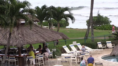 Poolside and ocean side bar Stock Footage 35715173